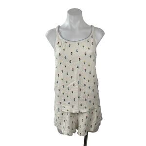 Cozyland Floral Scoop Neck Tank Top Mini Short Lounge Pajama Sleepwear Set Sz L